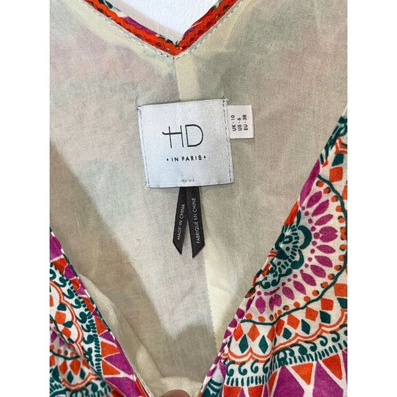 HD In Paris Anthropologie South Island Medallion Print Fit and Flare Dress Sz 6 - Picture 5 of 9